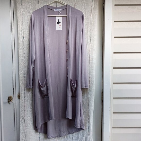 NWT Leo Rosi Medium grey boho office school casual cardigan - Picture 1 of 6